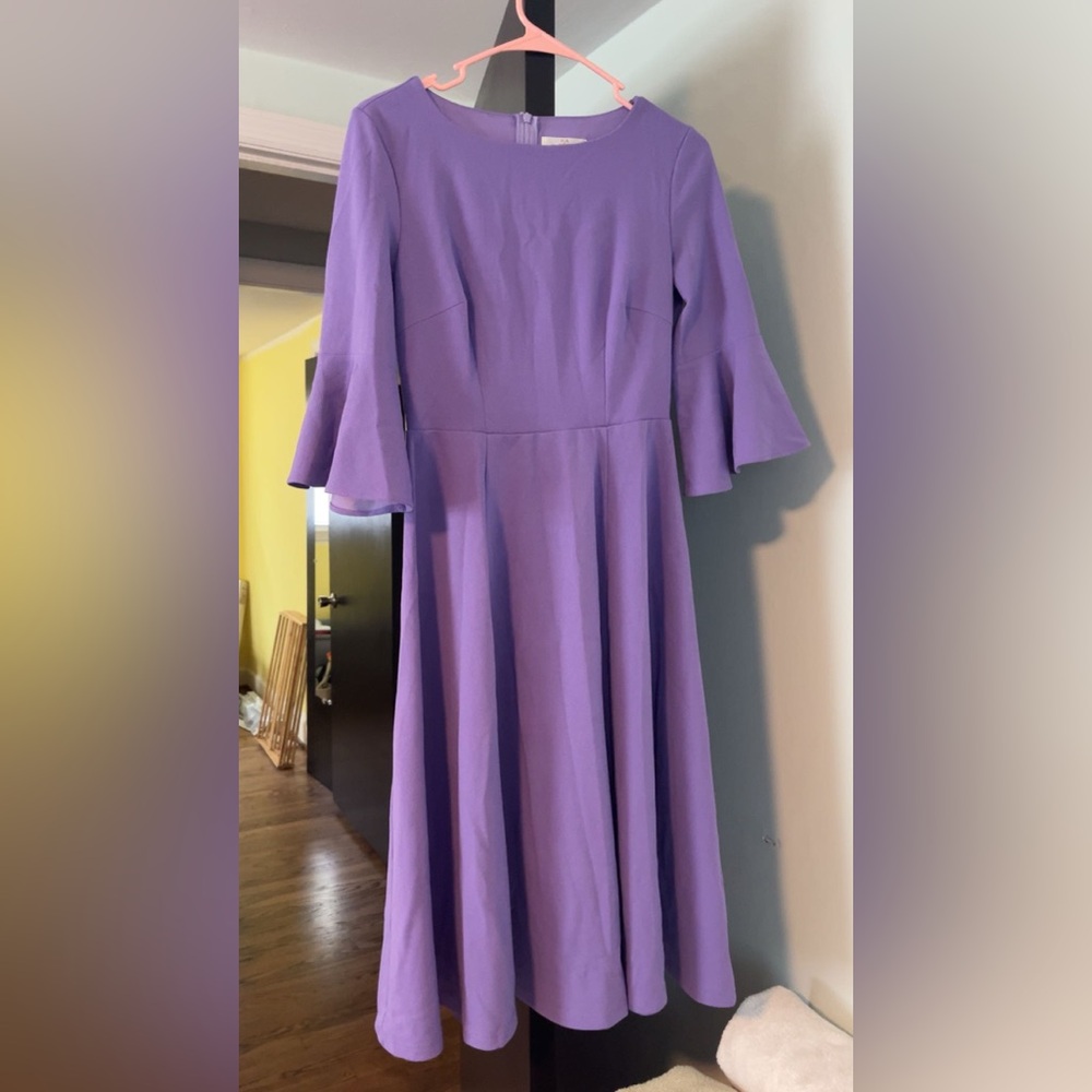 Elegant Purple Dress with Flared Sleeves